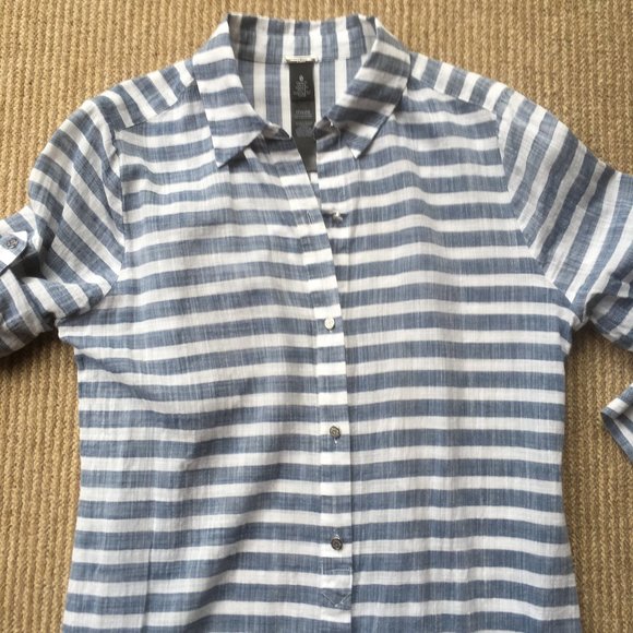 Chico's Black Label Shirt Tunic. 0. Blue and White - Picture 11 of 11